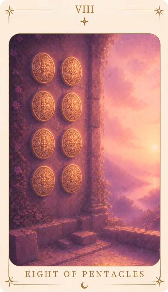 Eight of Pentacles, tarot card