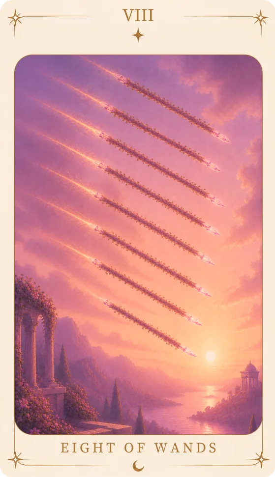 The Eight of Wands Meaning, tarot card