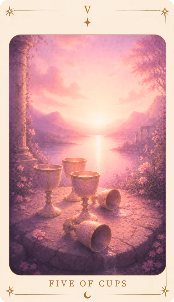 The Five of Cups Meaning, tarot card