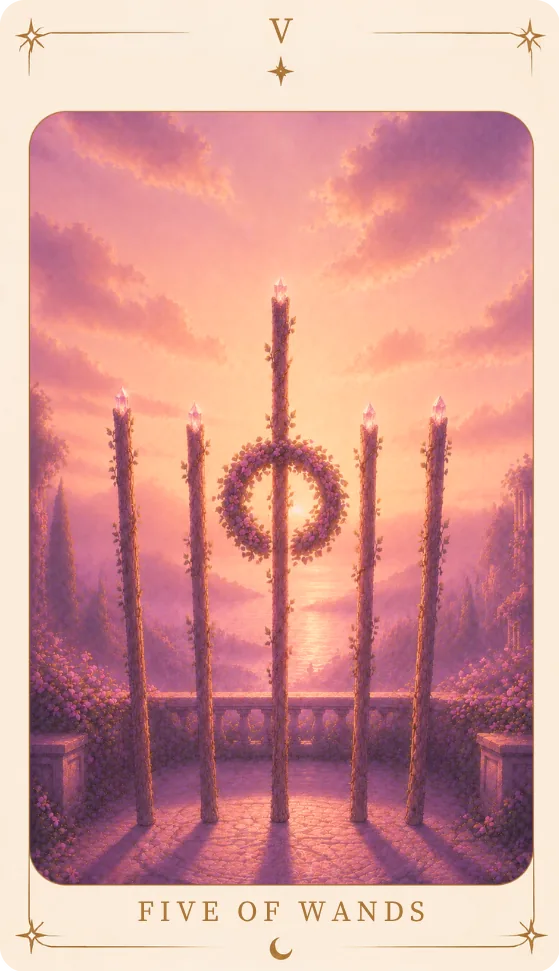 The Five of Wands Tarot Meaning, tarot card