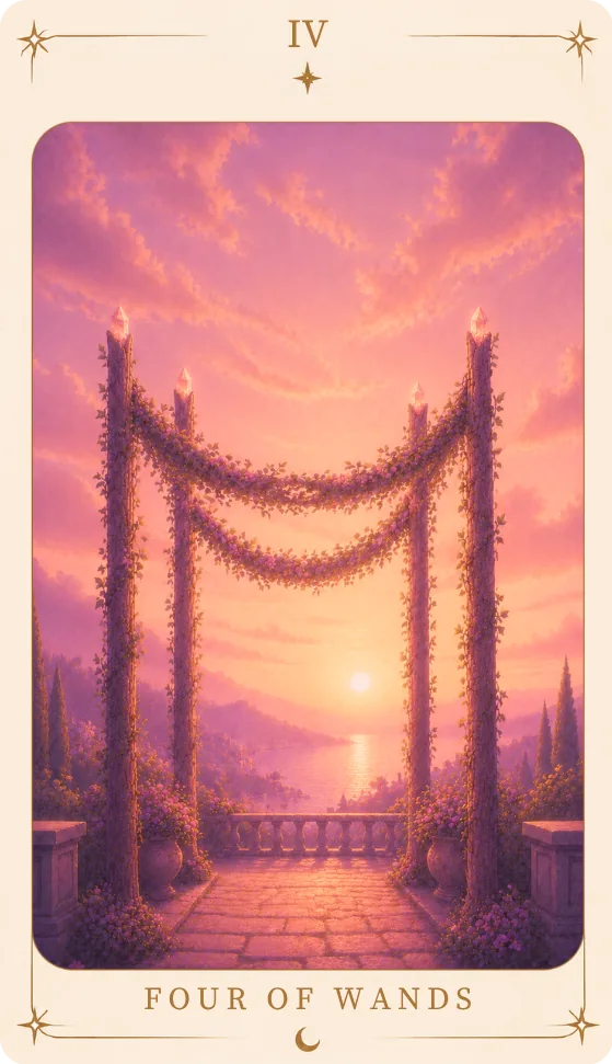 The Four of Wands Tarot Card Meaning, tarot card