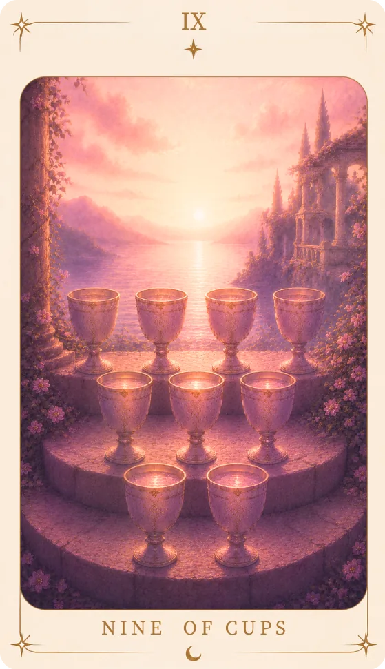 The Nine of Cups Meaning, tarot card