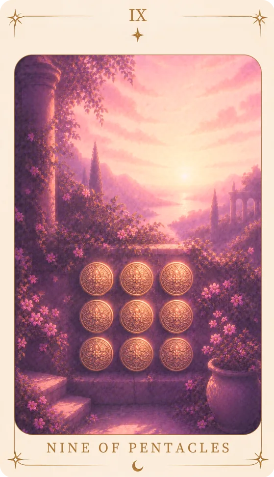 Nine of Pentacles, tarot card