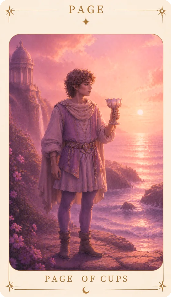The Page of Cups Meaning, tarot card