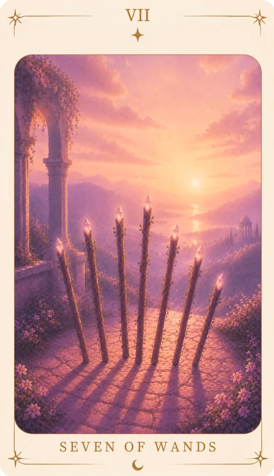 Seven of Wands Tarot Card Meaning, tarot card