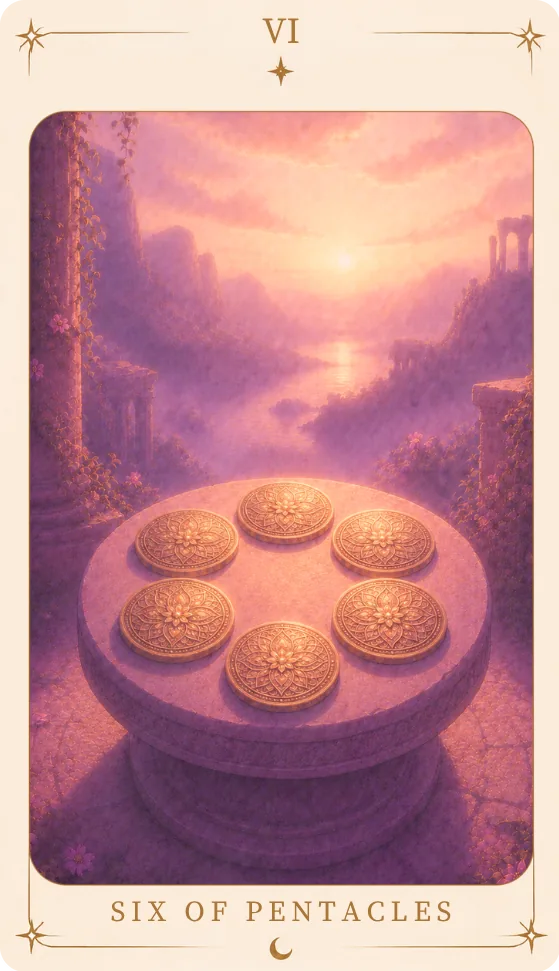 Six of Pentacles, tarot card