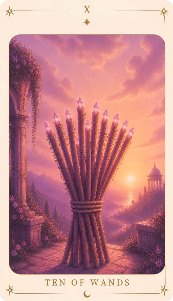 The Ten of Wands Meaning, tarot card