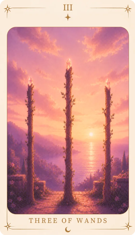 Three of Wands, tarot card