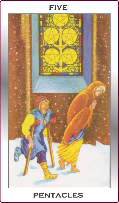 five of pentacles card