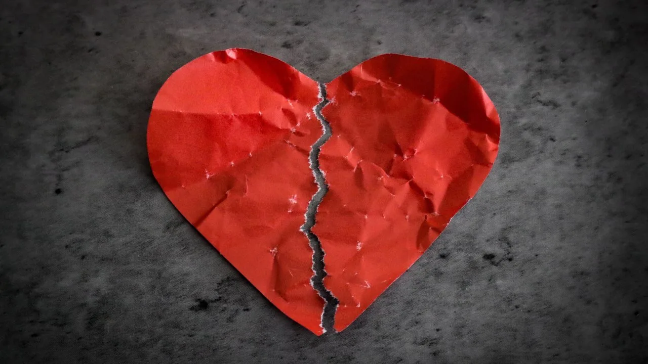 red paper broken heart