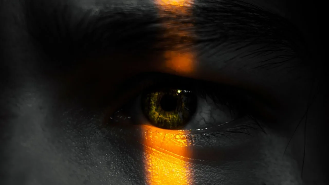 A close up shot of a person's eye