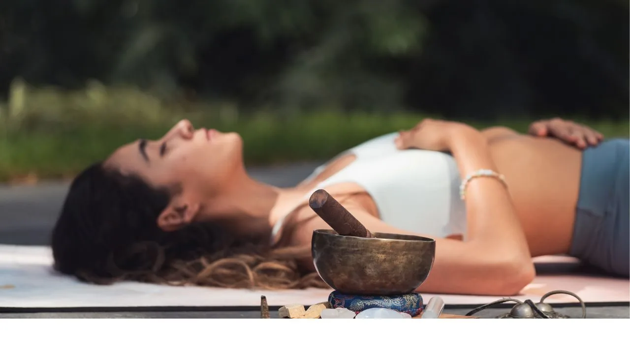 a lady lying down in thoughts or meditation